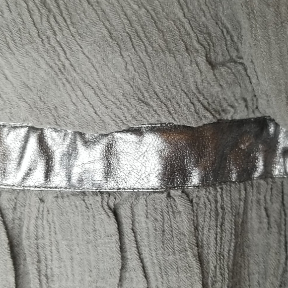 VALMAX ITALY Drop Waist Party Dress Silver Trim Crinkle Cotton Girls' 12Y Formal - Picture 9 of 15